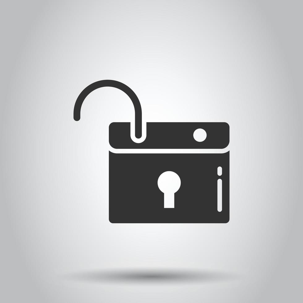 Locker icon in flat style. Padlock password vector illustration on white isolated background. Key unlock business concept.