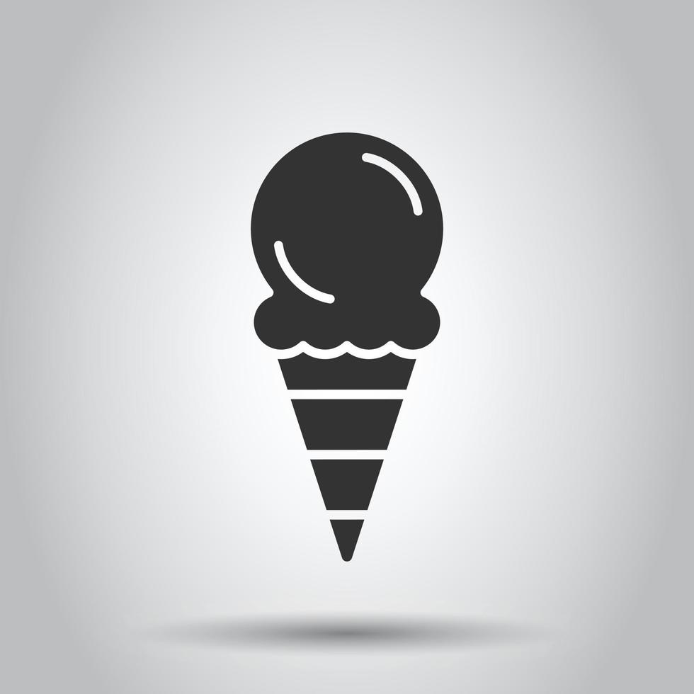 Ice cream icon in flat style. Sundae vector illustration on white isolated background. Sorbet dessert business concept.