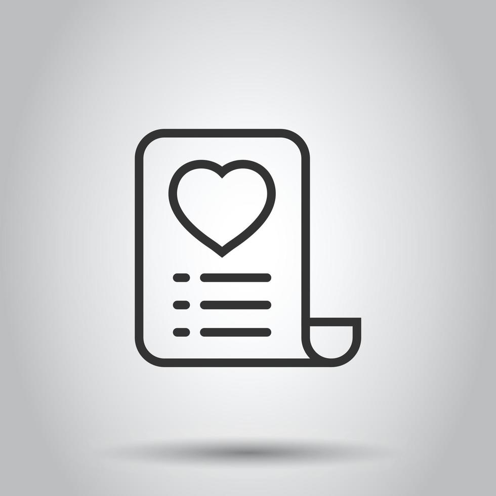 Wishlist icon in flat style. Like document vector illustration on white isolated background. Favorite list business concept.
