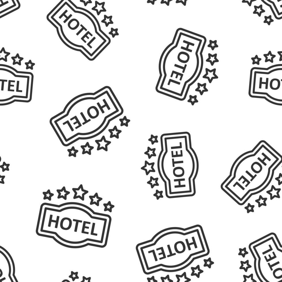 Hotel 5 stars sign icon in flat style. Inn vector illustration on white isolated background. Hostel room information seamless pattern business concept.