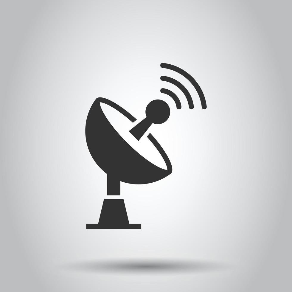 icono de torre de antena satelital en estilo plano. Ilustración de vector de difusión sobre fondo blanco aislado. concepto de negocio de radar.