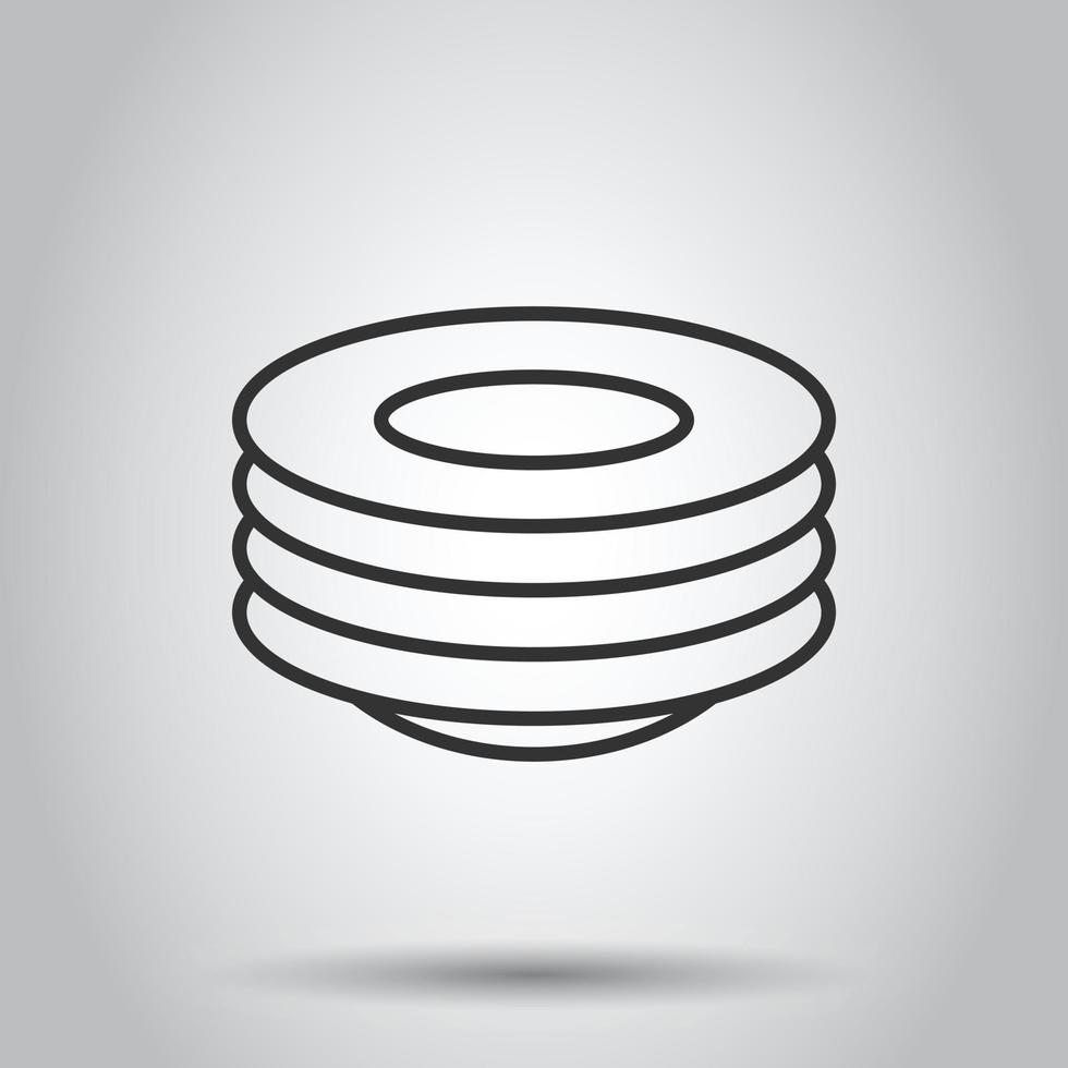 Plate icon in flat style. Dish vector illustration on white isolated background. Tableware business concept.