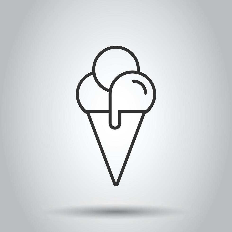 Ice cream icon in flat style. Sundae vector illustration on white isolated background. Sorbet dessert business concept.