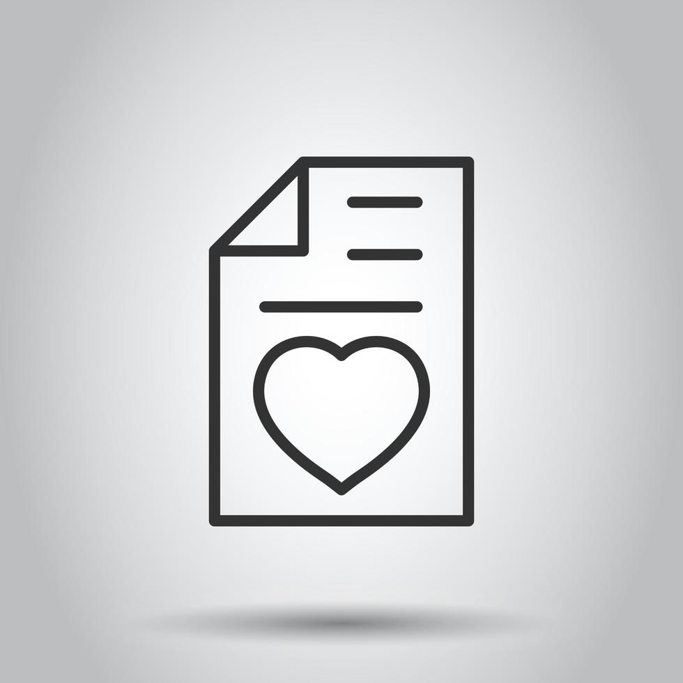 Wishlist icon in flat style. Like document vector illustration on white isolated background. Favorite list business concept.