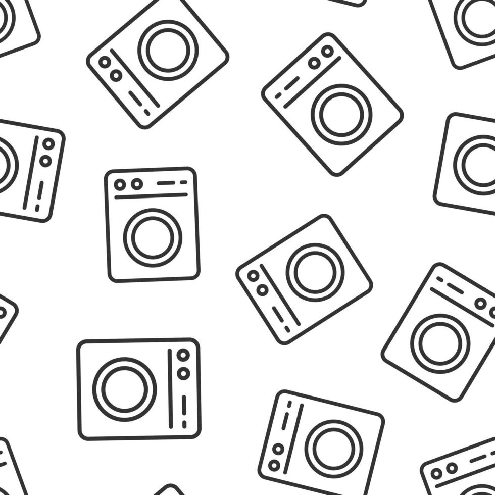 Washing machine icon in flat style. Washer vector illustration on white isolated background. Laundry seamless pattern business concept.