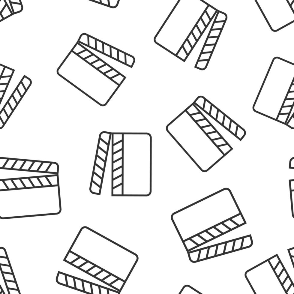 Film icon in flat style. Movie vector illustration on white isolated background. Clapper video seamless pattern business concept.