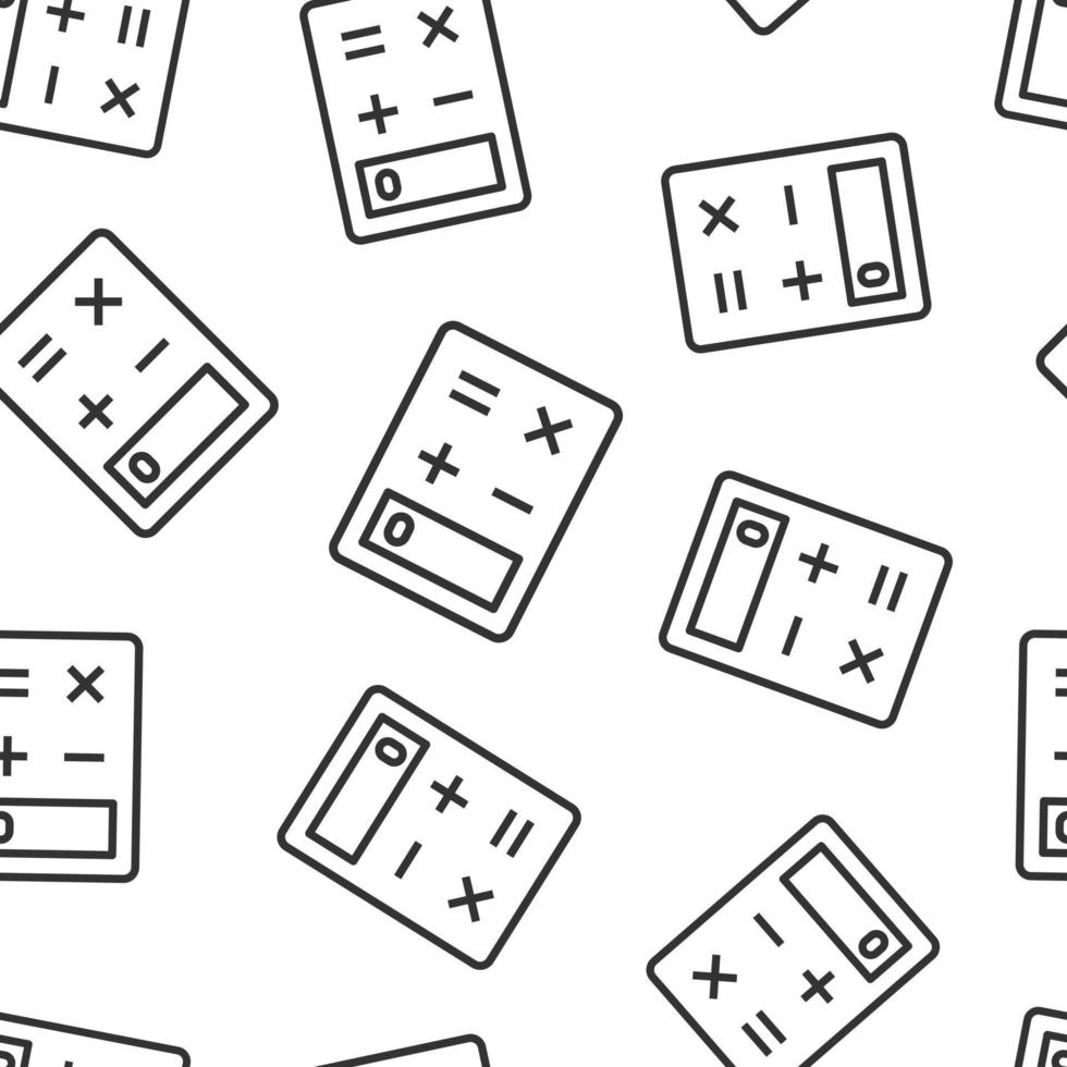 Calculator icon in flat style. Calculate vector illustration on white isolated background. Calculation seamless pattern business concept.