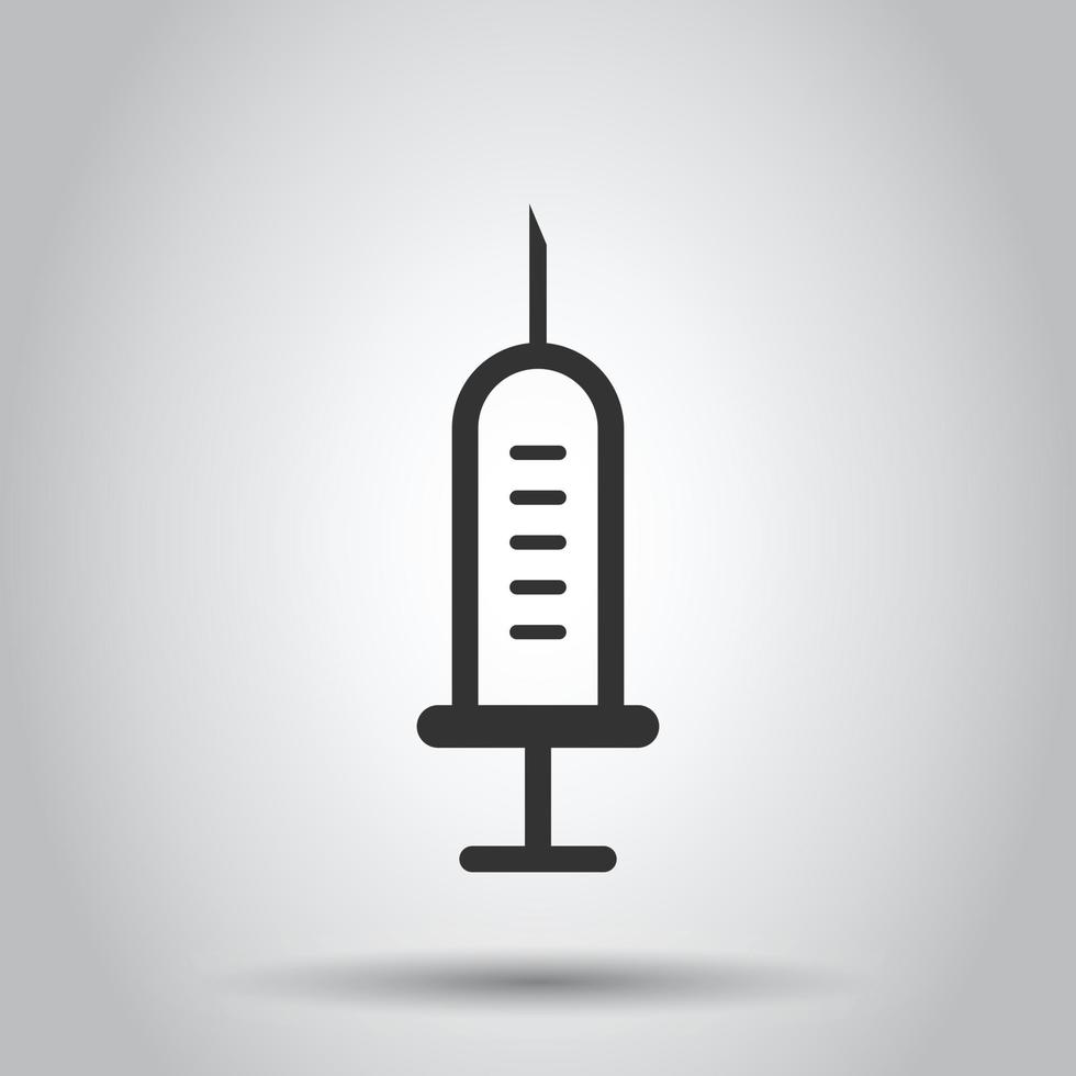 Syringe icon in flat style. Inject needle vector illustration on white isolated background. Drug dose business concept.