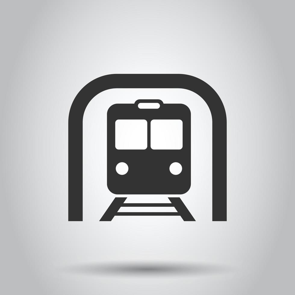 Metro icon in flat style. Train subway vector illustration on white isolated background. Railroad cargo business concept.