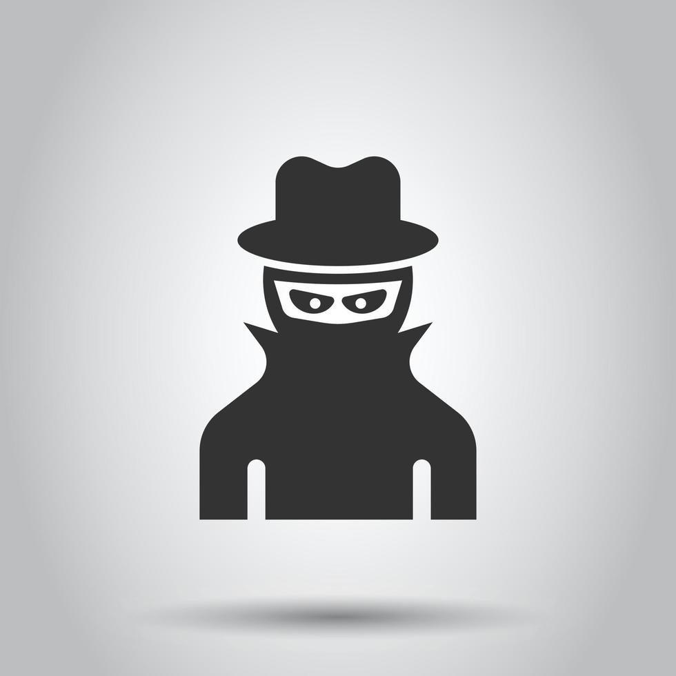 Fraud hacker icon in flat style. Spy vector illustration on isolated background. Cyber defend business concept.