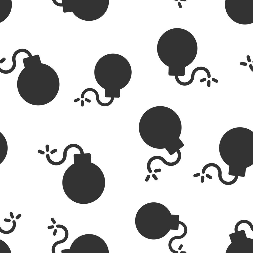 Bomb icon in flat style. Dynamite vector illustration on white isolated background. C4 tnt seamless pattern business concept.