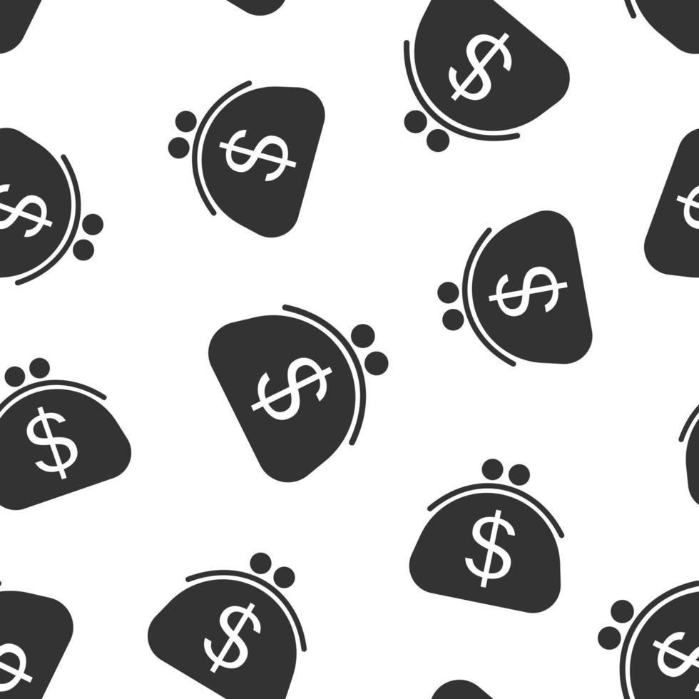 Money bag icon in flat style. Moneybag with dollar vector illustration on white isolated background. Cash sack seamless pattern business concept.