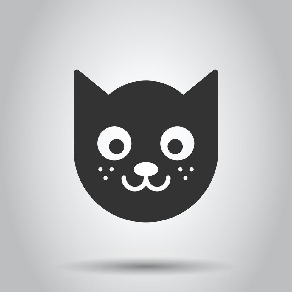 Cat head icon in flat style. Cute pet vector illustration on white isolated background. Animal business concept.