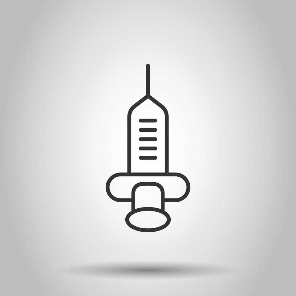 Syringe icon in flat style. Inject needle vector illustration on white isolated background. Drug dose business concept.