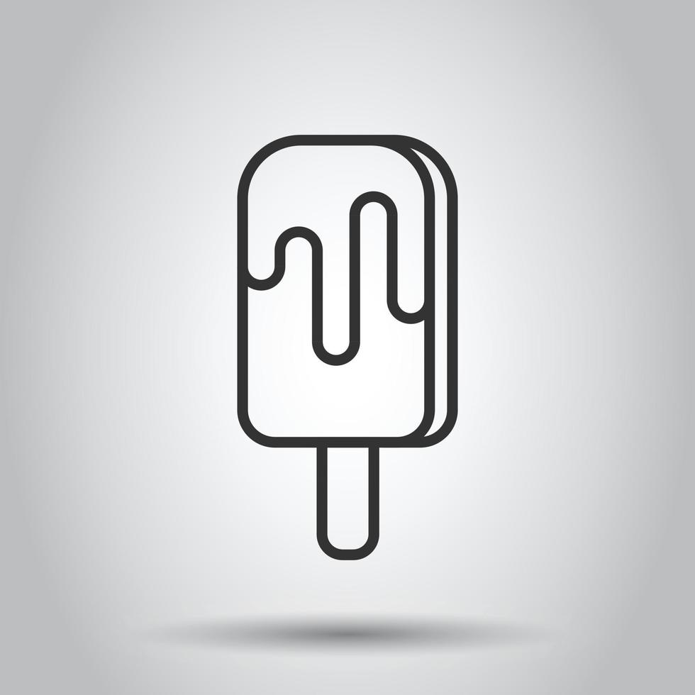 Ice cream icon in flat style. Sundae vector illustration on white isolated background. Sorbet dessert business concept.
