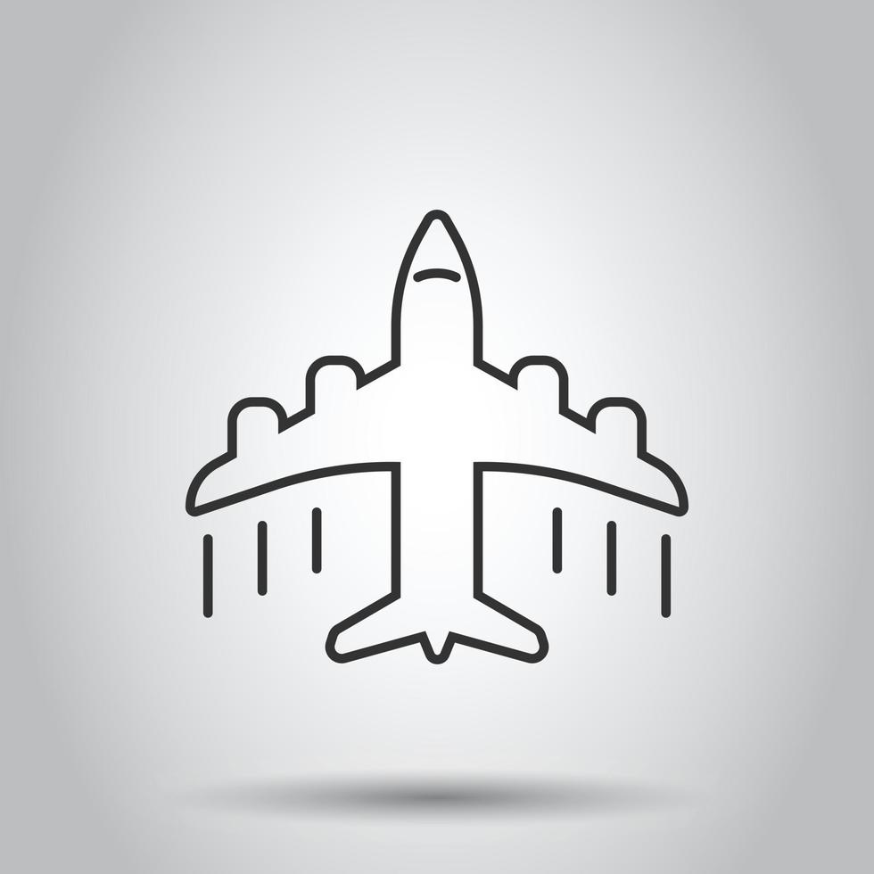 Plane icon in flat style. Airplane vector illustration on white isolated background. Flight airliner business concept.