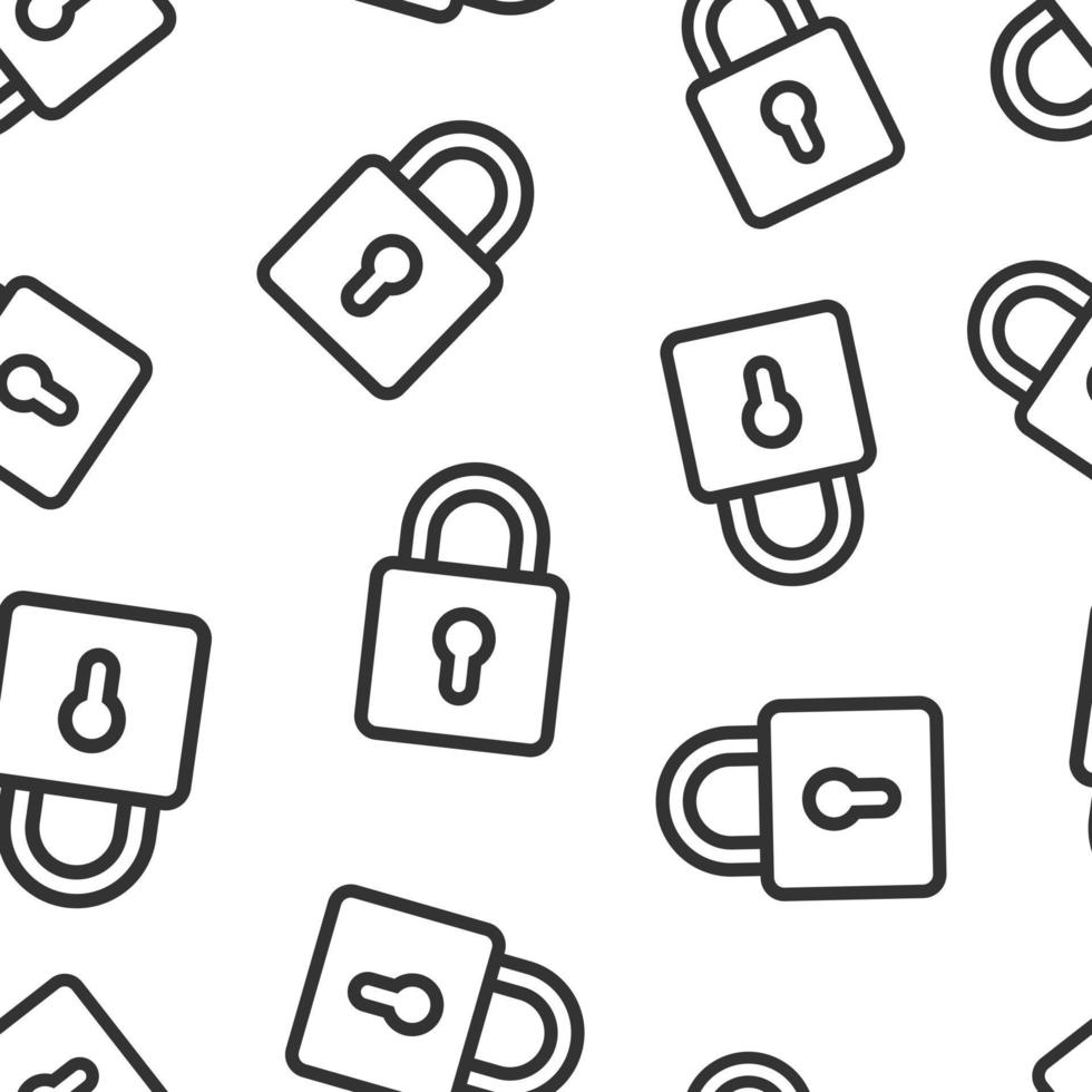 Padlock icon in flat style. Lock vector illustration on white isolated background. Private seamless pattern business concept.