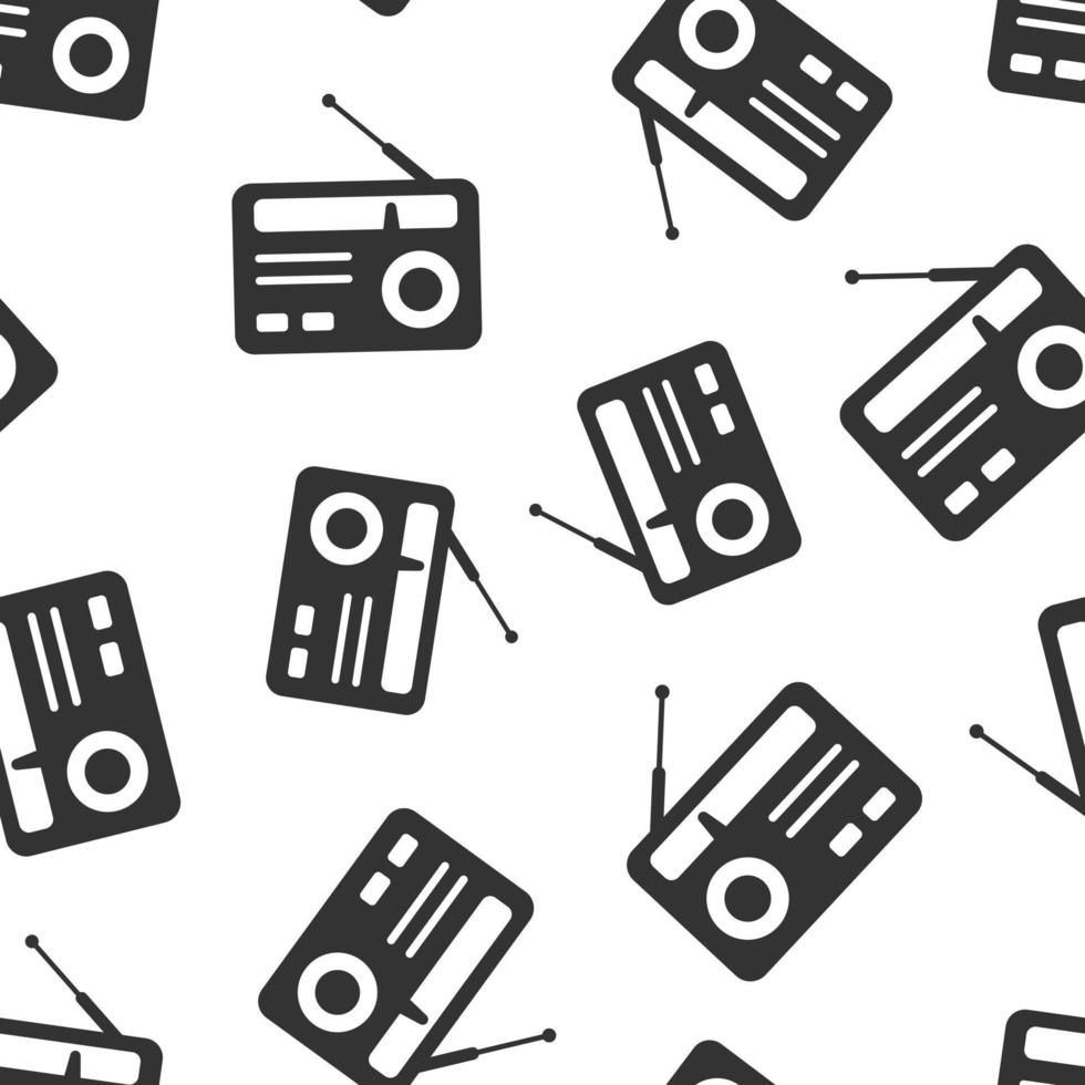Radio icon in flat style. Fm broadcast vector illustration on white isolated background. Radiocast seamless pattern business concept.