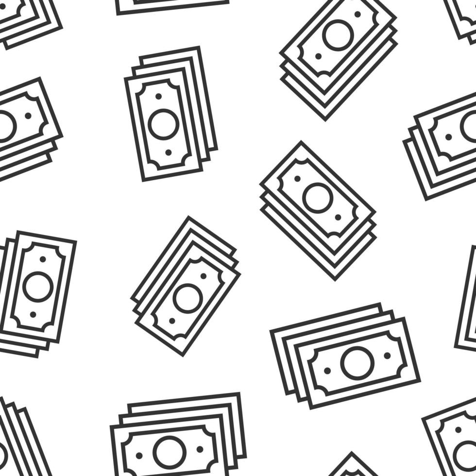 Money stack icon in flat style. Exchange cash vector illustration on white isolated background. Banknote bill seamless pattern business concept.