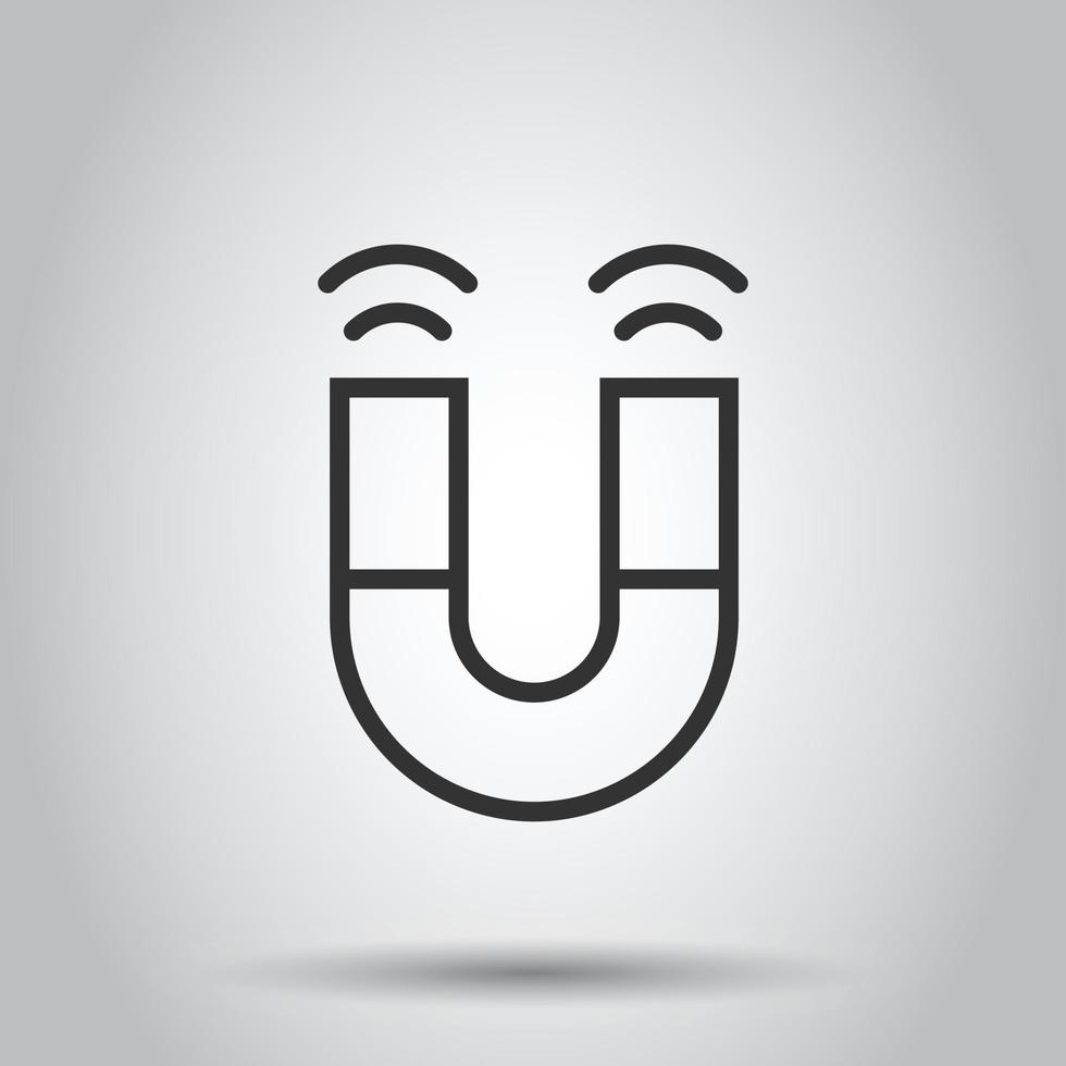 Magnet icon in flat style. Attract vector illustration on white isolated background. Electromagnetic business concept.