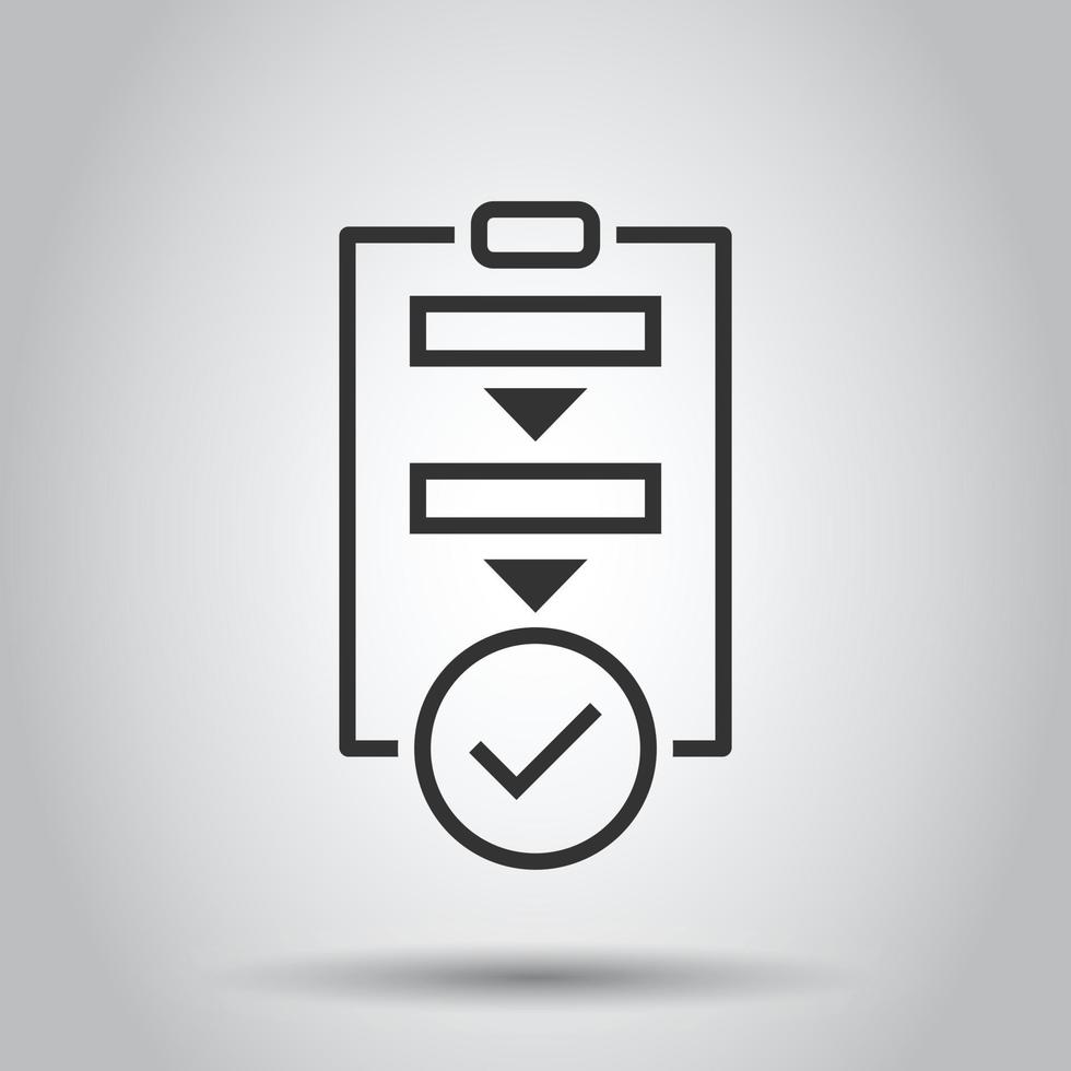 Procedure list icon in flat style. Document project vector illustration on white isolated background. Checklist business concept.