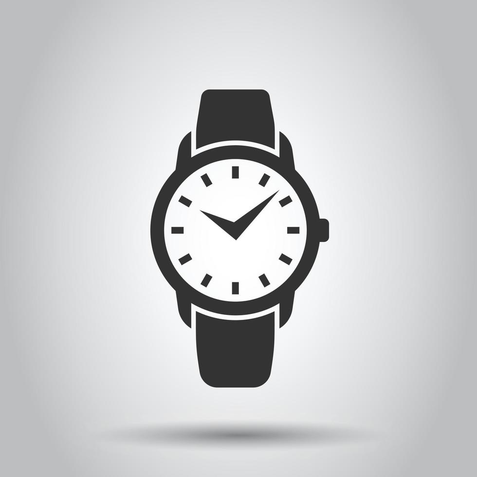 Wrist watch icon in flat style. Hand clock vector illustration on white isolated background. Time bracelet business concept.