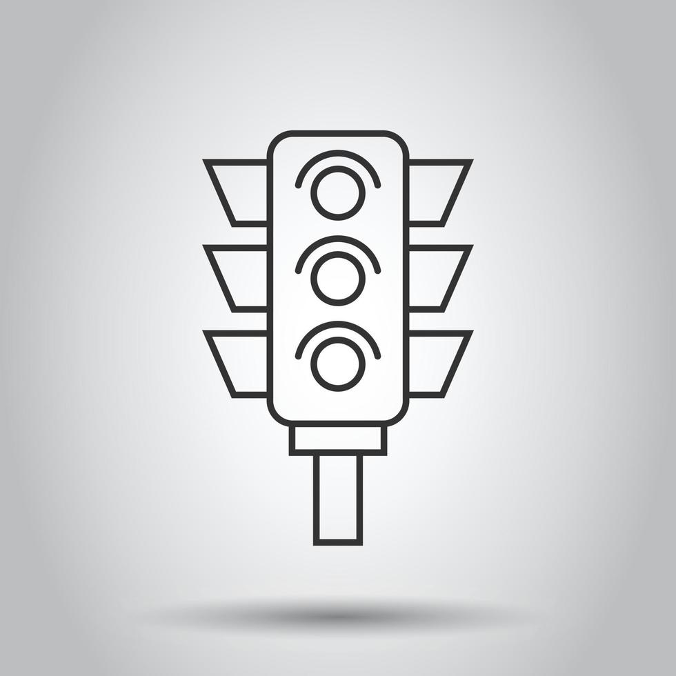 Semaphore icon in flat style. Traffic light vector illustration on white isolated background. Crossroads business concept.