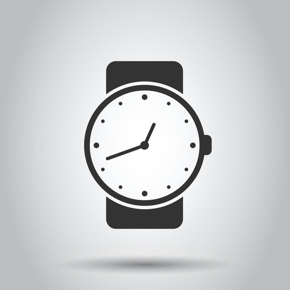 icono de reloj de pulsera en estilo plano. ilustración de vector de reloj de mano sobre fondo blanco aislado. concepto de negocio de pulsera de tiempo.