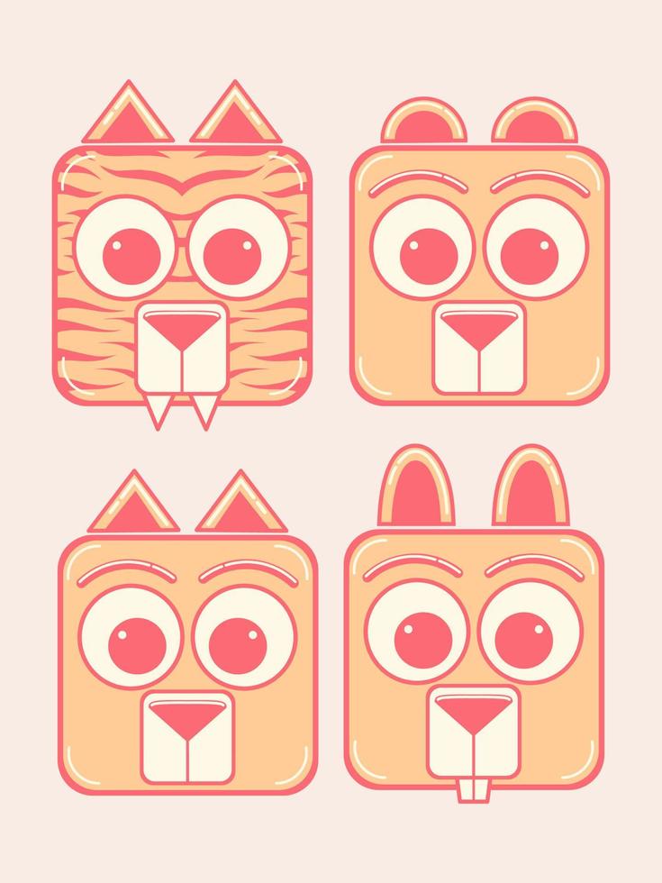 Cute Animals Characters Illustration Design vector