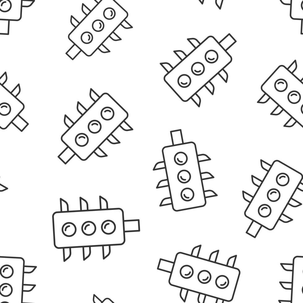 Semaphore icon in flat style. Traffic light vector illustration on white isolated background. Crossroads seamless pattern business concept.