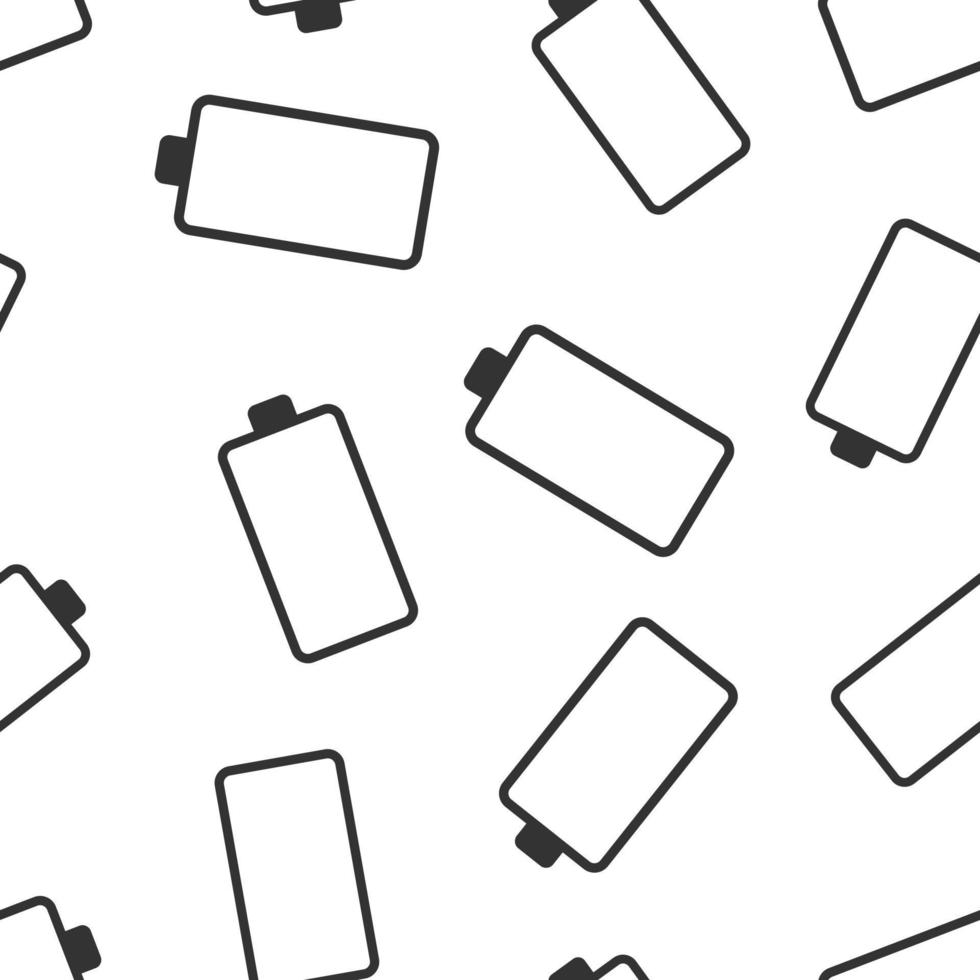 Battery charge icon in flat style. Power level vector illustration on white isolated background. Lithium accumulator seamless pattern business concept.