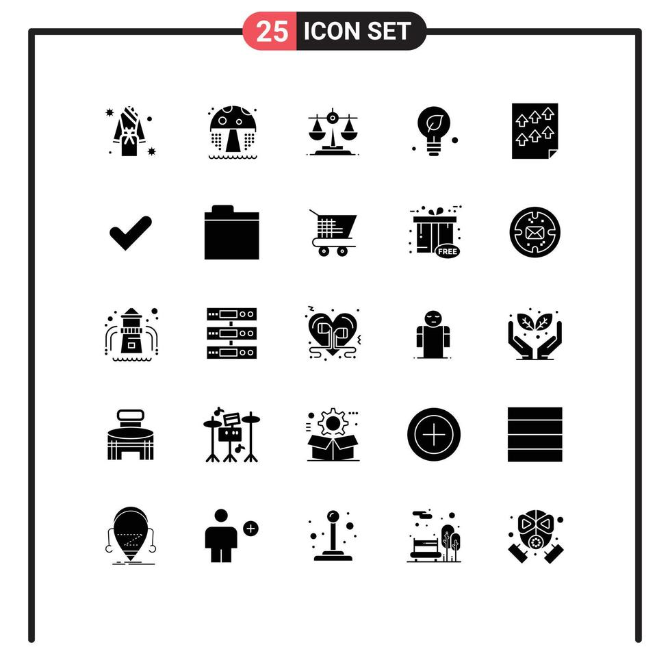 Pack of 25 creative Solid Glyphs of page data balance idea environment Editable Vector Design Elements
