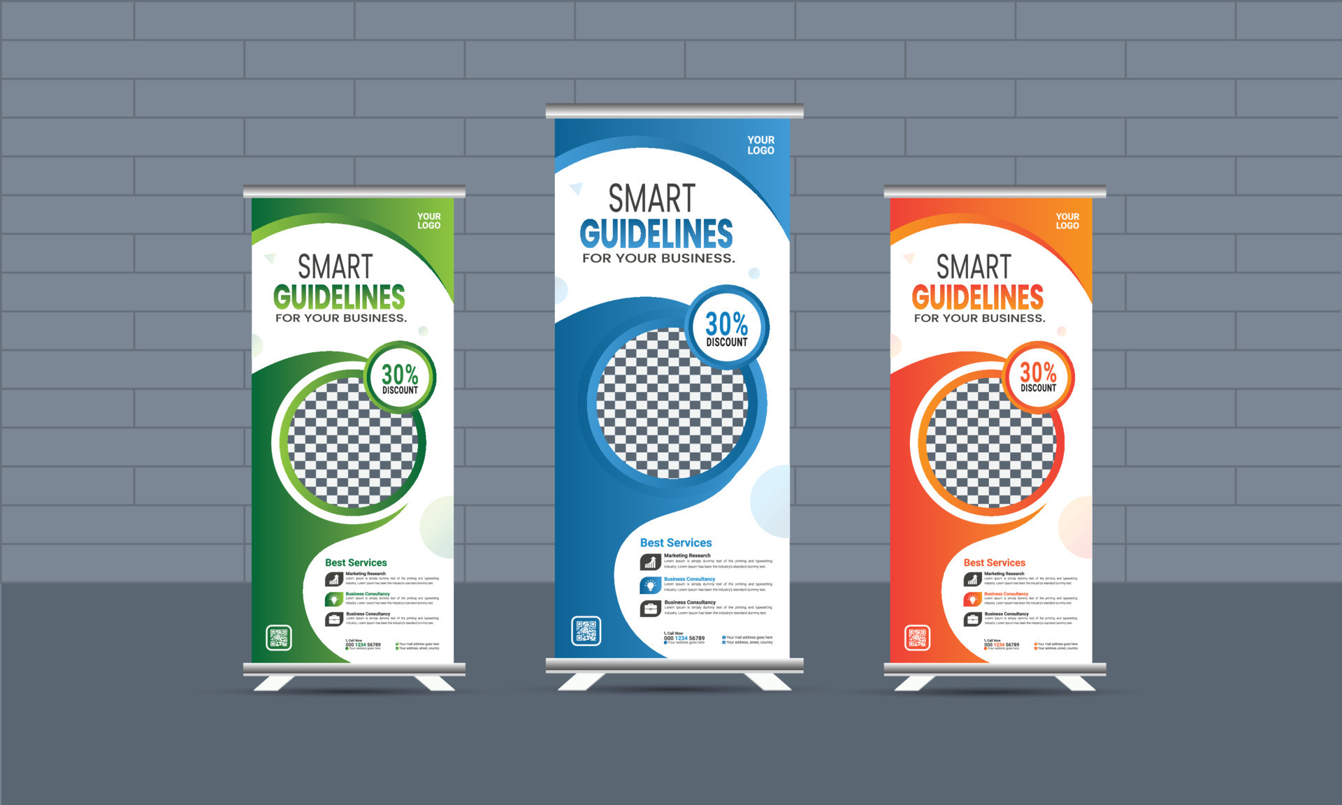 Business corporate rollup banner template, Professional rollup stand