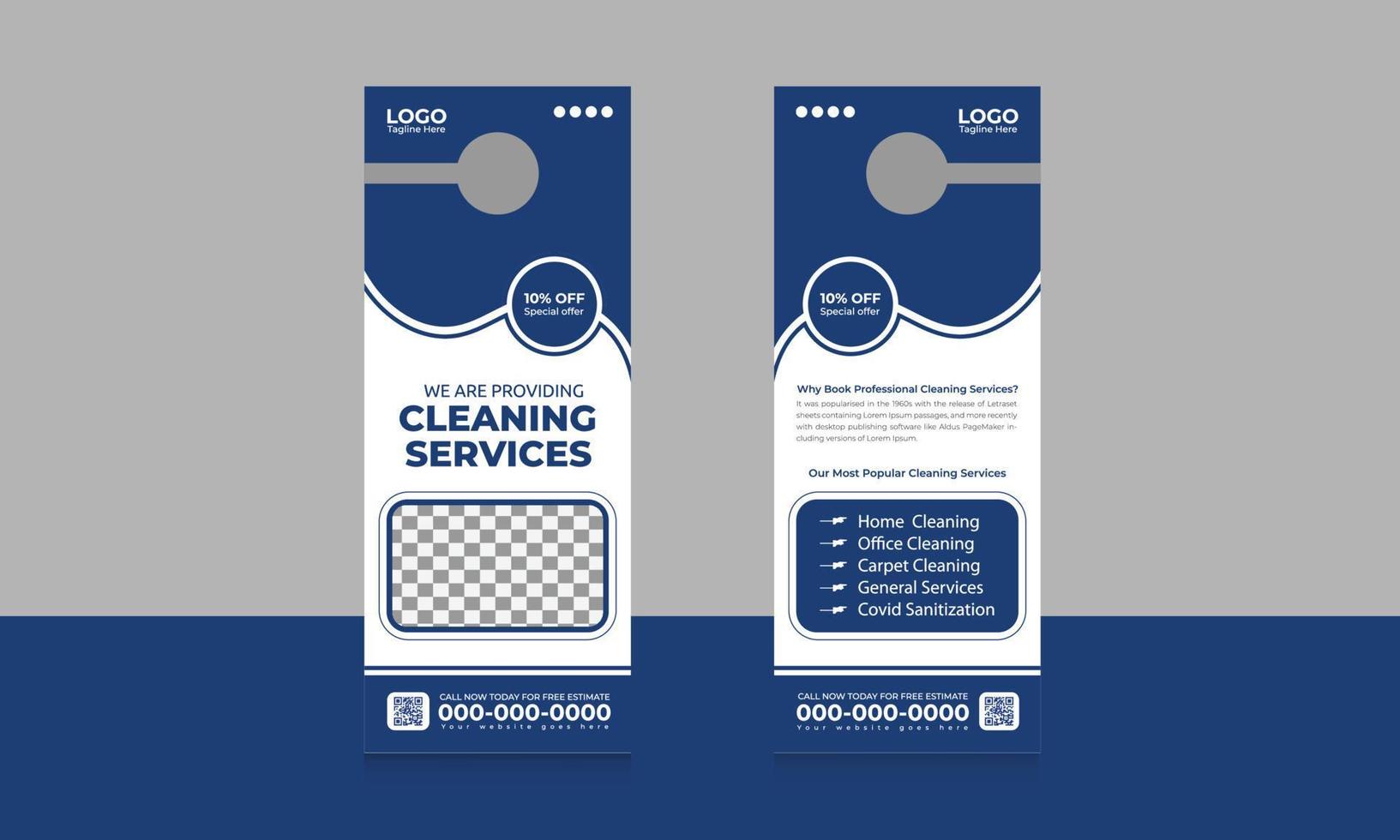 Cleaning service door hanger design template, hotel knob design. vector door hanger. Home cleaning, roof cleaning, window cleaning, office cleaning, junk dust removal, door hanger, rack card  vector