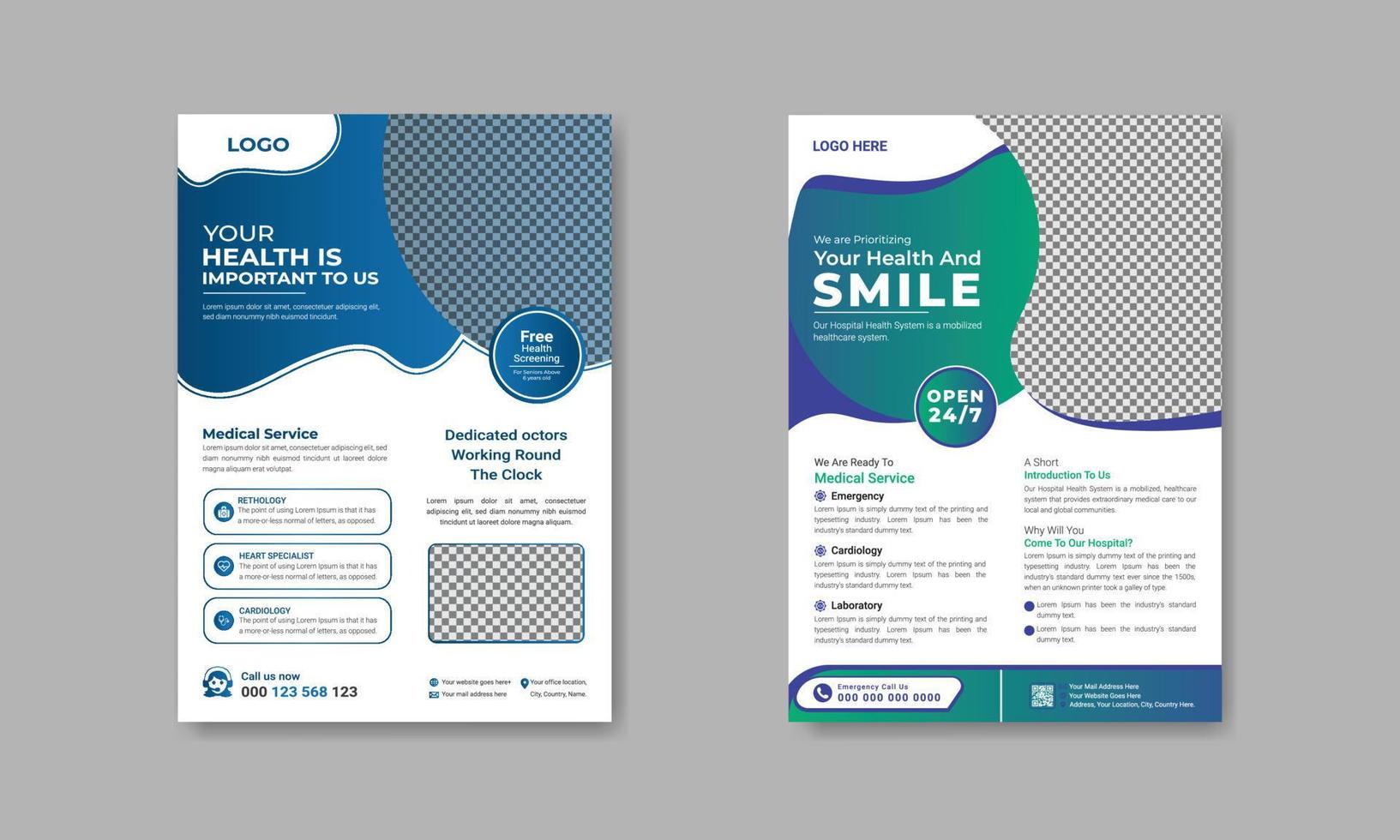 Medical healthcare flyer template, medical services promotion poster design, A4 Size, Poster, Corporate Business Flyer Design medical  brochure design, flyer, leaflet illustration layout vector mockup