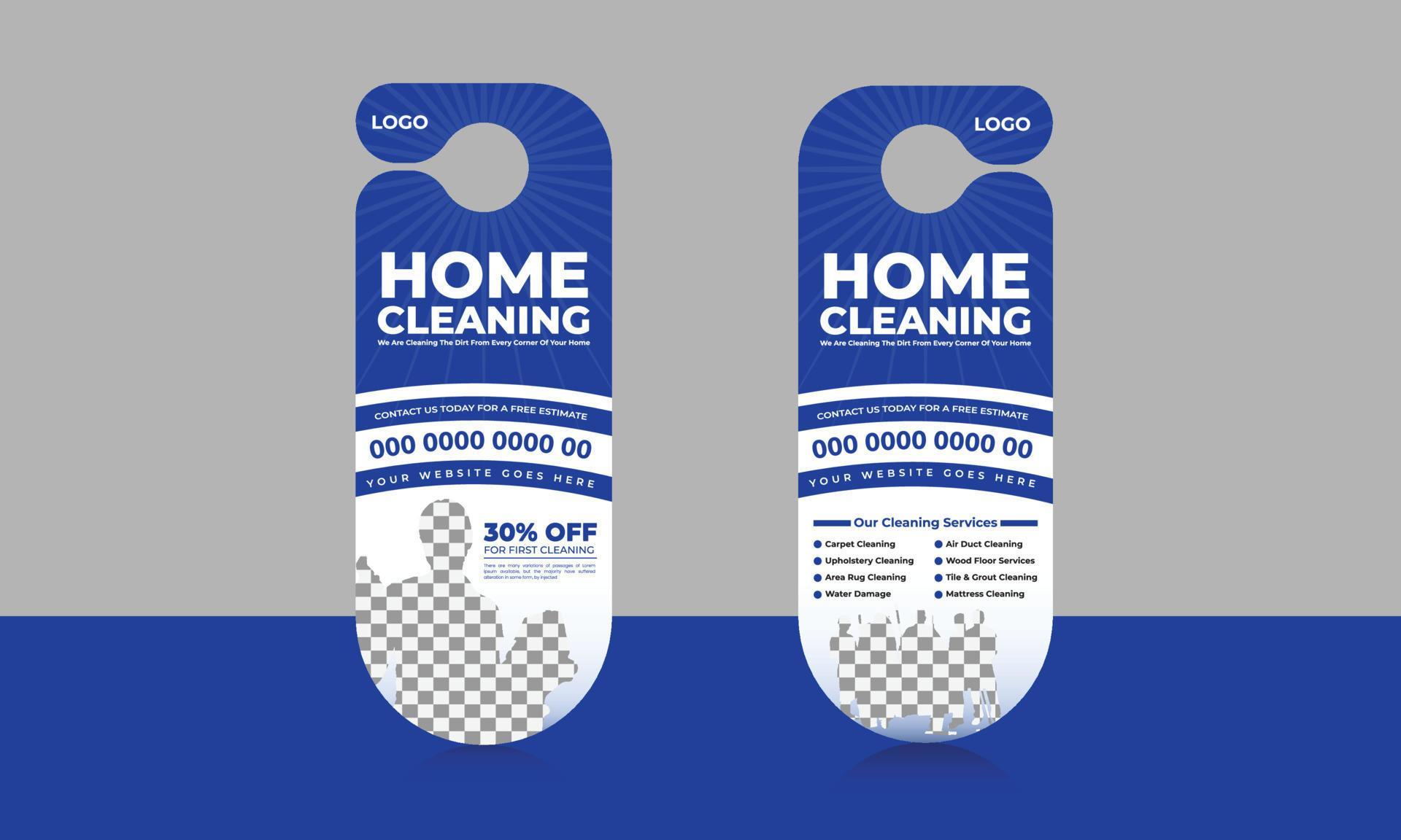 Cleaning service door hanger design template, hotel knob design. vector