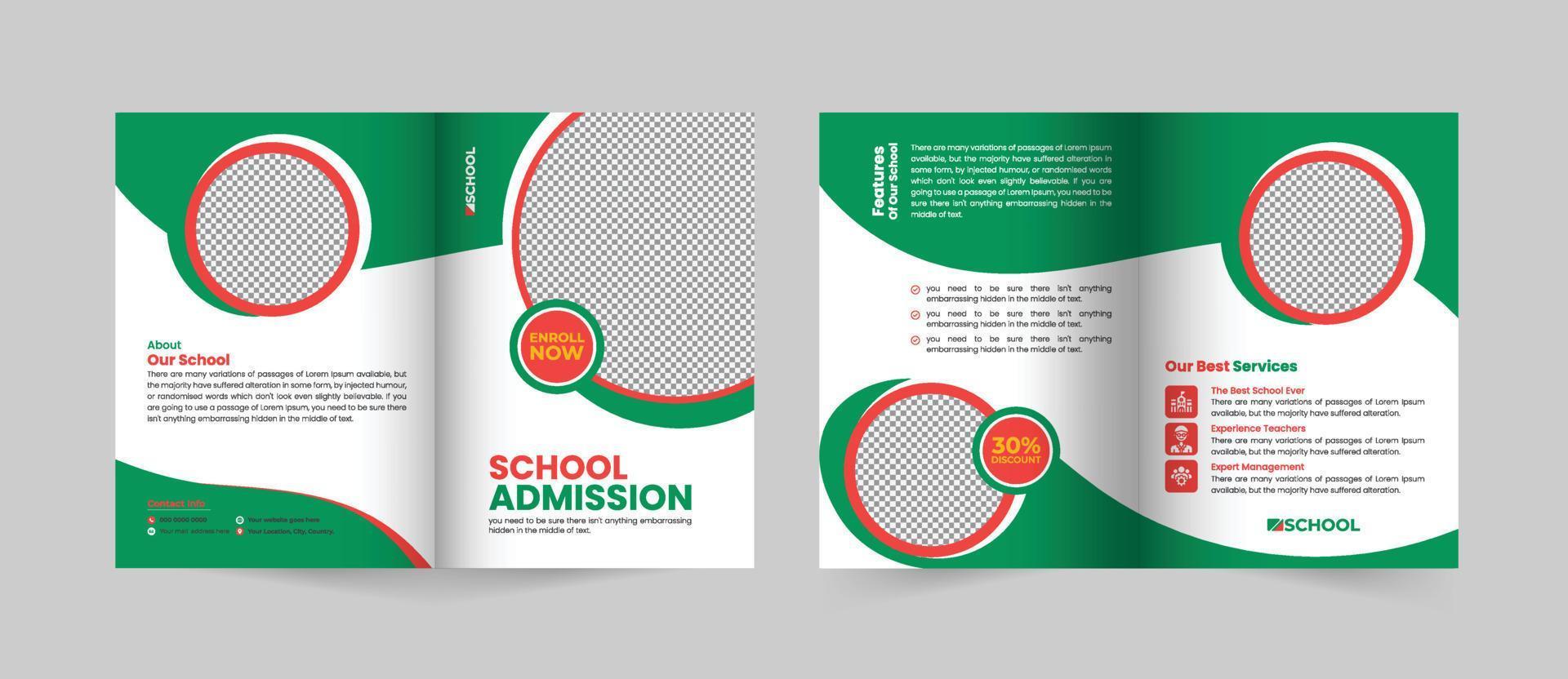 Creative and Modern School admission bifold brochure template, Bifold Brochure School education flyer vector layout