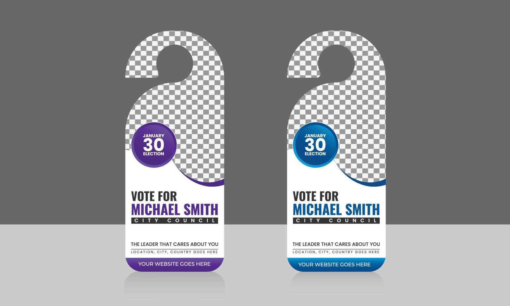 Political election door hanger design template, hotel knob design. vote campaign  door hanger design vector layout