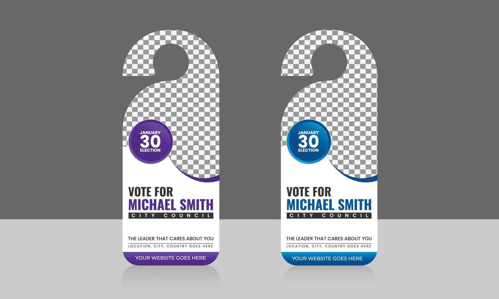 Political election door hanger design template, hotel knob design. vote campaign  door hanger design vector layout