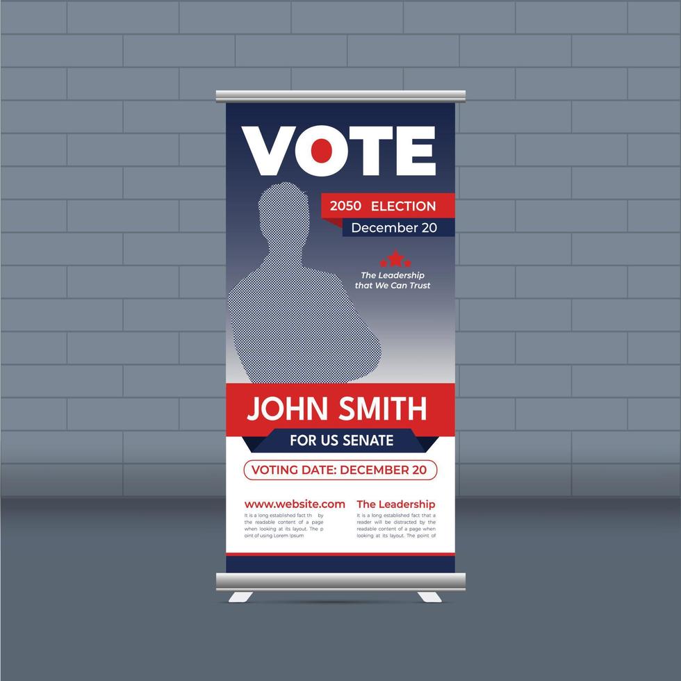 Election campaign roll up banner template for election voting publicity banner design vector layout