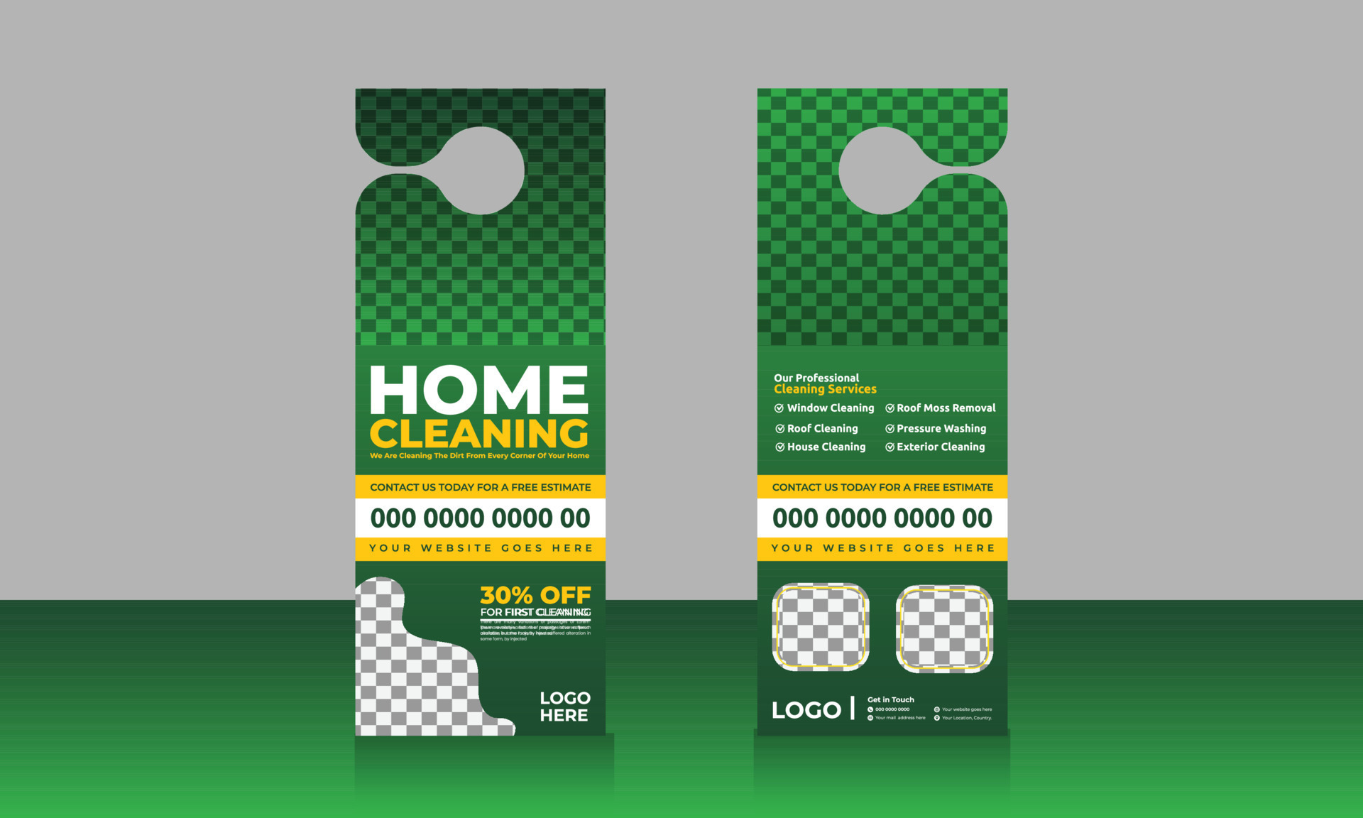 Cleaning service door hanger design template, hotel knob design. vector