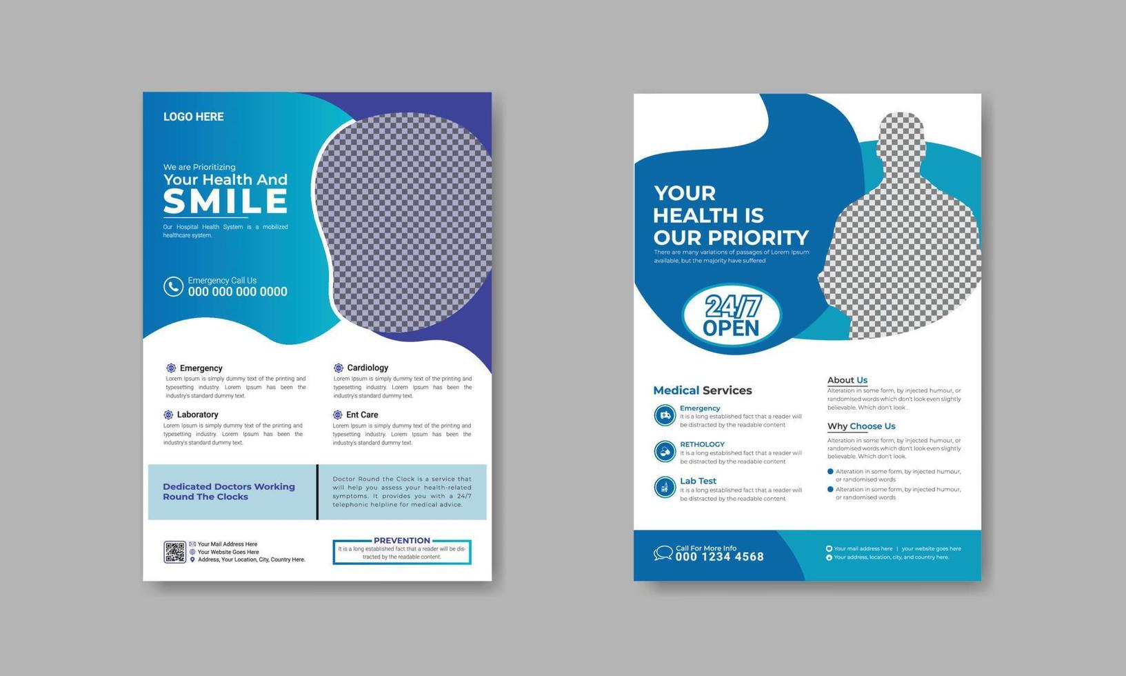 Medical healthcare flyer template, medical services promotion poster design, A4 Size, Poster, Corporate Business Flyer Design medical  brochure design, flyer, leaflet illustration layout vector mockup