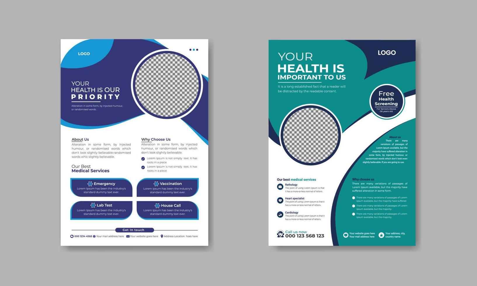 Medical healthcare flyer template, medical services promotion poster design, A4 Size, Poster, Corporate Business Flyer Design medical  brochure design, flyer, leaflet vector illustration layout design