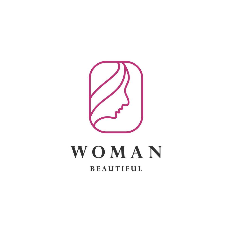 Beautiful woman's face logo design template. Hair, girls symbol. for beauty salon, massage, magazine, cosmetic and spa vector
