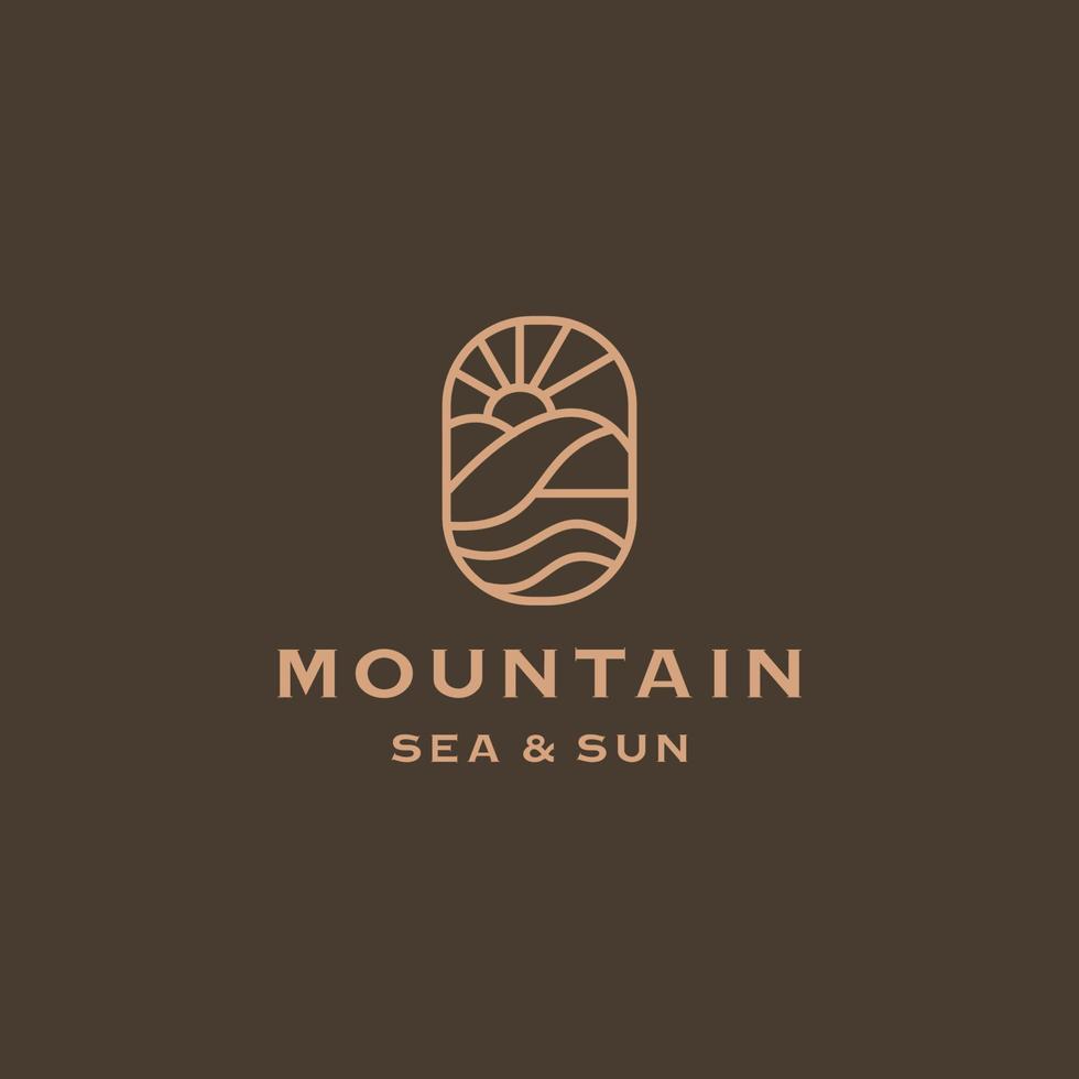 Mountain Ocean Sun Wave abstarct Logo Design Template vector