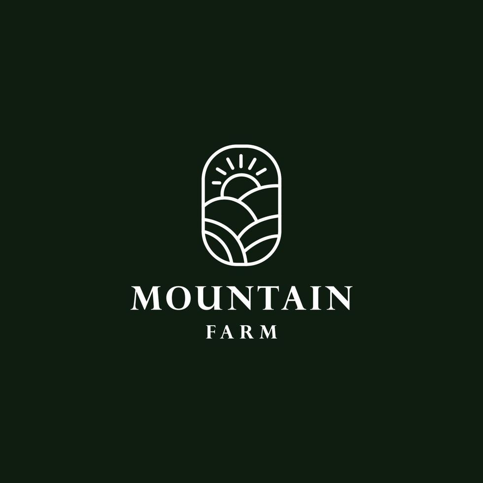 Mountains logo, mountains hill landscape logo, farm land icon . vector