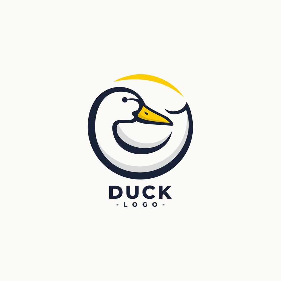 circle shape duck animal logo vector