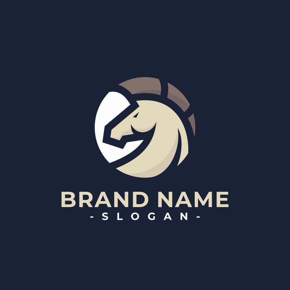 horse head logo in circle shape vector