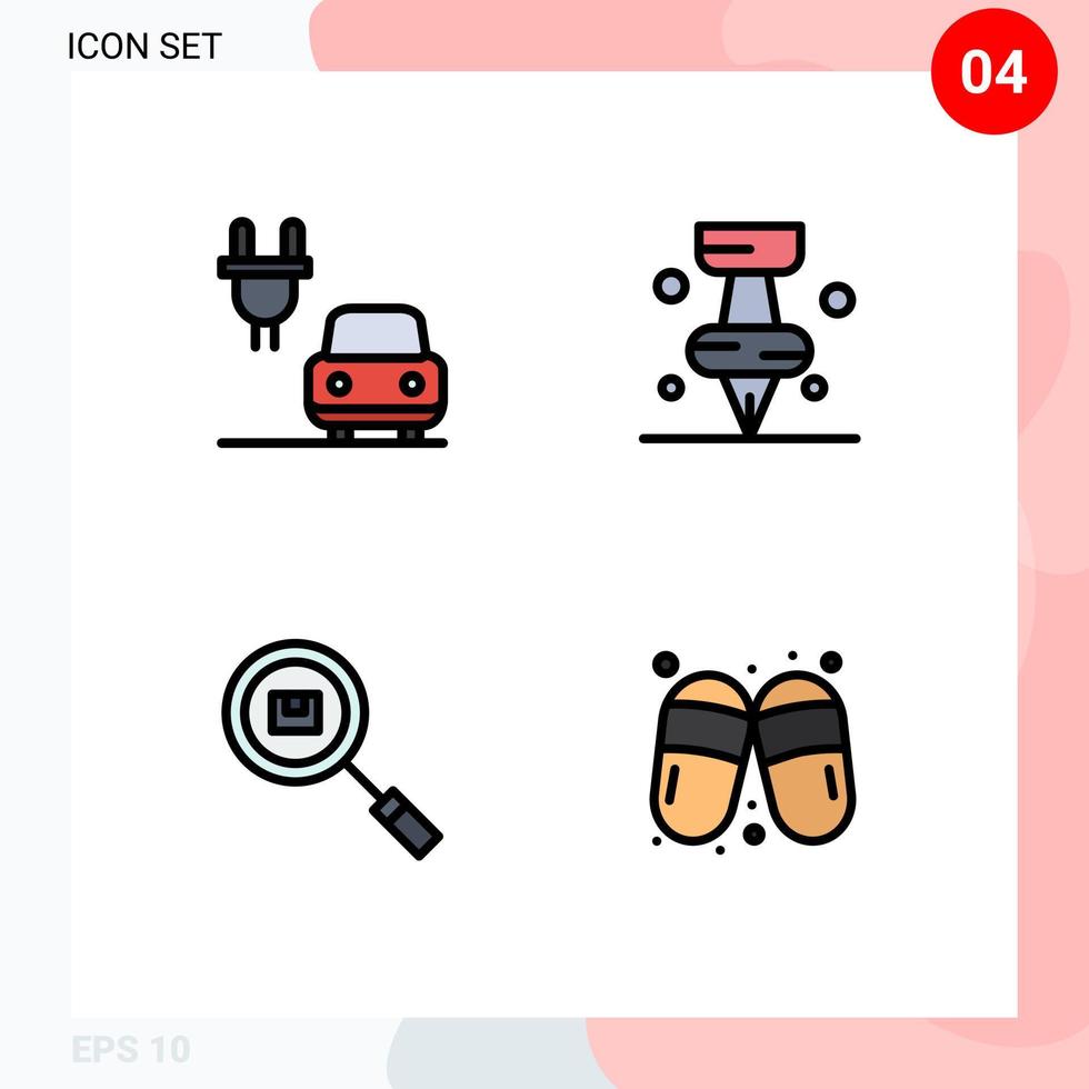 4 Universal Filledline Flat Colors Set for Web and Mobile Applications car product education box sandal Editable Vector Design Elements