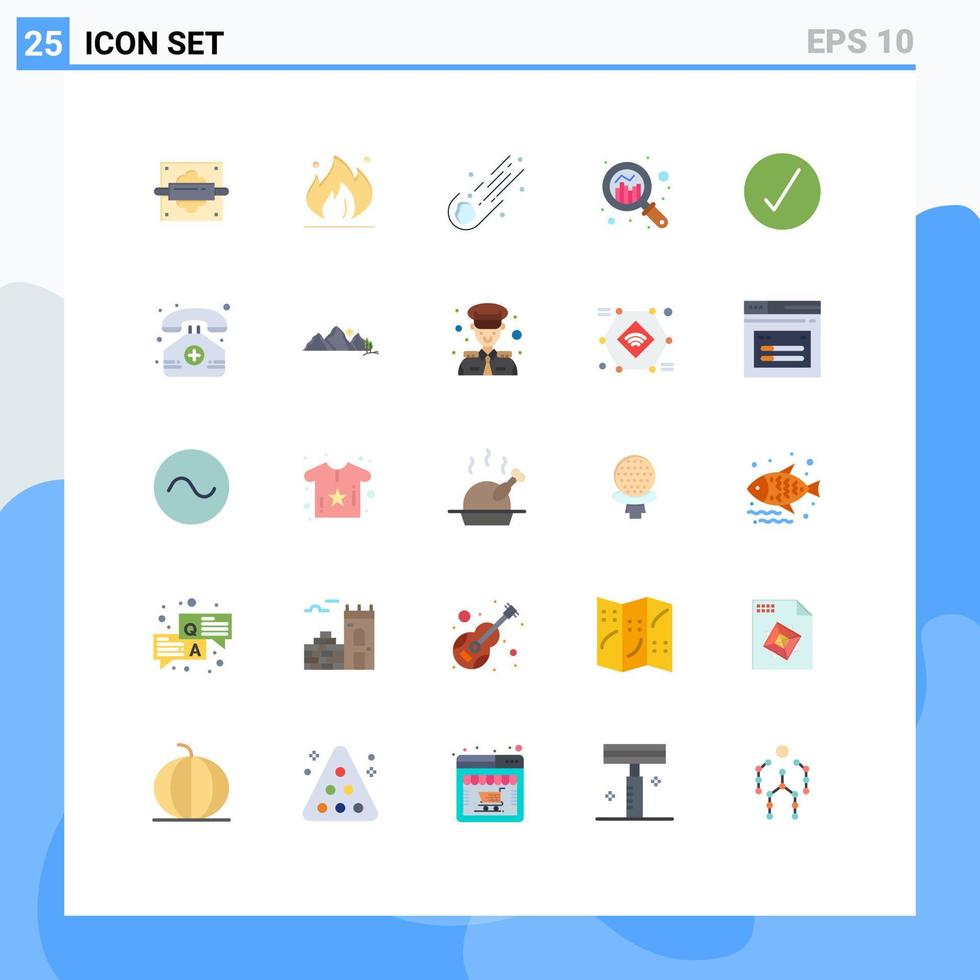 Set of 25 Modern UI Icons Symbols Signs for check search asteroid growth comet Editable Vector Design Elements